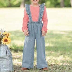 Light denim strap pant